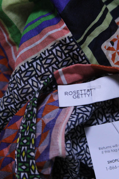 Rosetta Getty Womens Cotton Geometric Print 3/4 Sleeve Blouse Multicolor Size 0