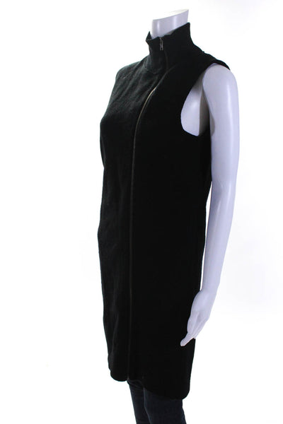 Duarte Womens Wool Knit Sleeveless Full Zip Sweater Cardigan Black Size S