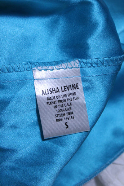 Alisha Levine Womens Silk Satin Sleeveless Scoop Neck Tank Top Aqua Blue Size S