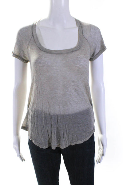 Etoile Isabel Marant Womens Jersey Knit Short Sleeve Round Neck Top Gray Size M
