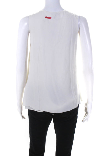 Joie Womens Inverted Pleated V Neck Sleeveless Top Blouse White Silk Size XS