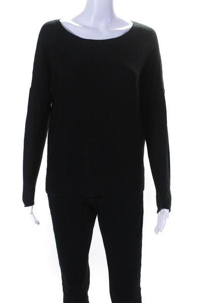 Vince Womens Crew Neck Dolman Sleeve Oversize Sweater Black Size Extra Small