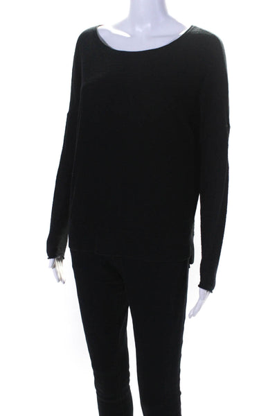 Vince Womens Crew Neck Dolman Sleeve Oversize Sweater Black Size Extra Small