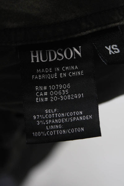 Hudson Womens Oversize Twill Collared Anorak Drawstring Jacket Olive Size XS