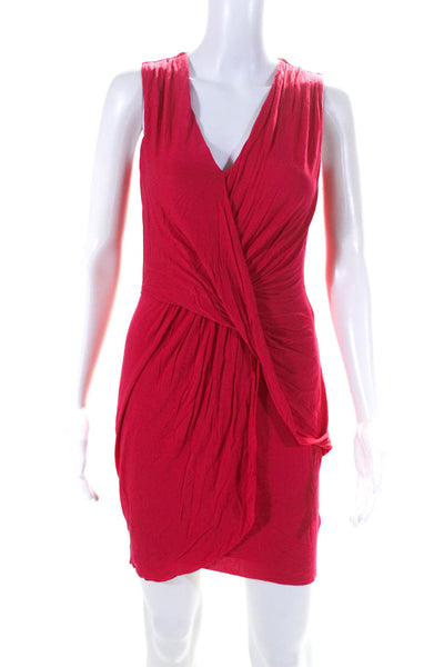 Bailey 44 Womens V Neck Sleeveless Body Con Ruched Dress Pink Size Small