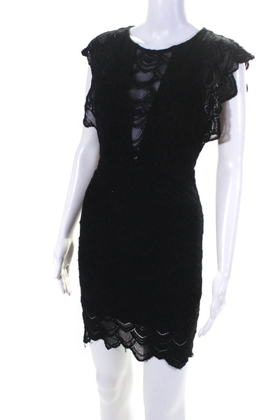 Nightcap by Carisa Rene Womens Short Sleeves Body Con Dress Black Size 1