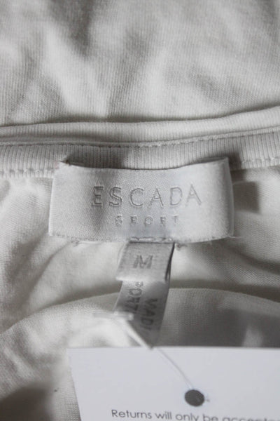 Escada Womens Embroidered Textured Short Sleeve T-Shirt White Size M