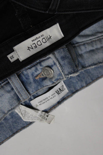 Hidden Zara Womens Cotton Button High Rise Straight Jeans Black Size 2 25 Lot 2