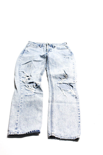 Slvrlake Hidden Womens Cotton Distress Button Straight Jeans Gray Size 24 Lot 2