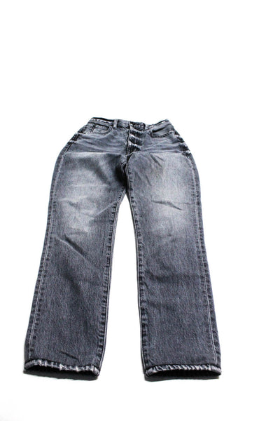 Slvrlake Hidden Womens Cotton Distress Button Straight Jeans Gray Size 24 Lot 2