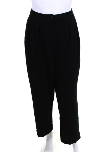 Donna Karan New York Womens High Rise Pleated Dress Pants Black Wool Size 12