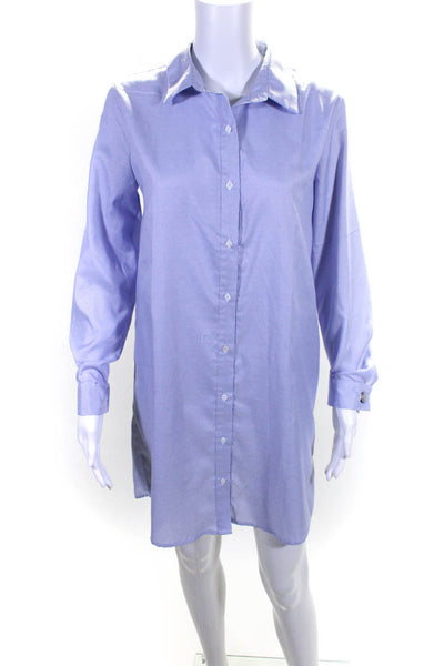 English Factory Womens Button Front Striped Shirt Dress Blue White Size Medium