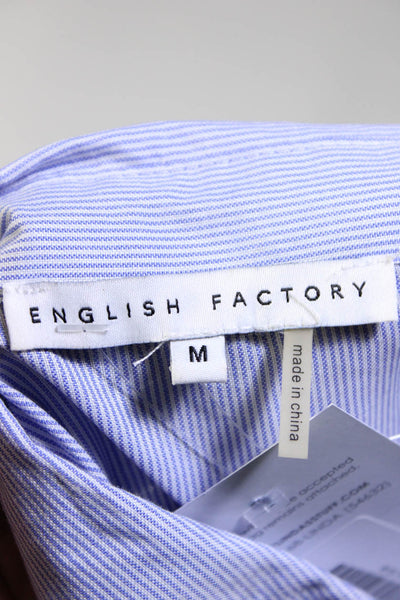 English Factory Womens Button Front Striped Shirt Dress Blue White Size Medium
