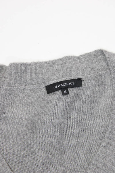 Olivaceous Womens V Neck Knti Sweater Floral Shirt Gray Black Size Medium Lot 2