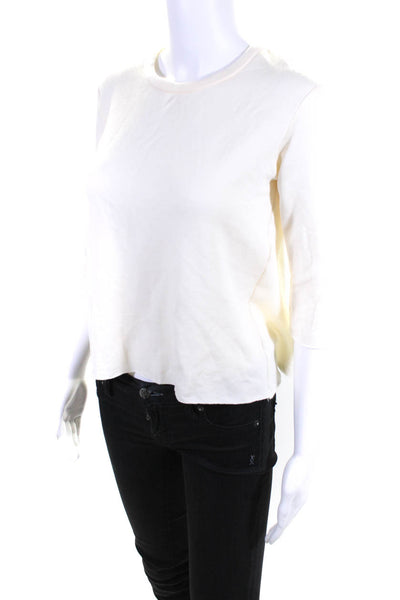 Bailey 44 Womens Fleece Jersey Tie Back Short Sleeve Top Blouse Ivory Medium