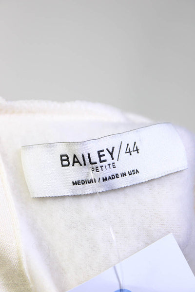 Bailey 44 Womens Fleece Jersey Tie Back Short Sleeve Top Blouse Ivory Medium