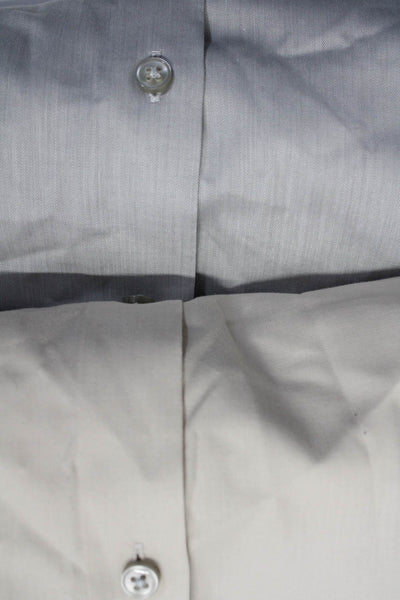 Calvin Klein Mens Long Sleeve Button Up Shirt Beige Gray Size Large 16.5 Lot 2