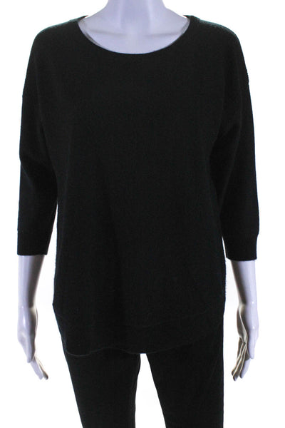 One Grey Day Womens Long Sleeve Cut Out Back Round Neck Sweater Black Small