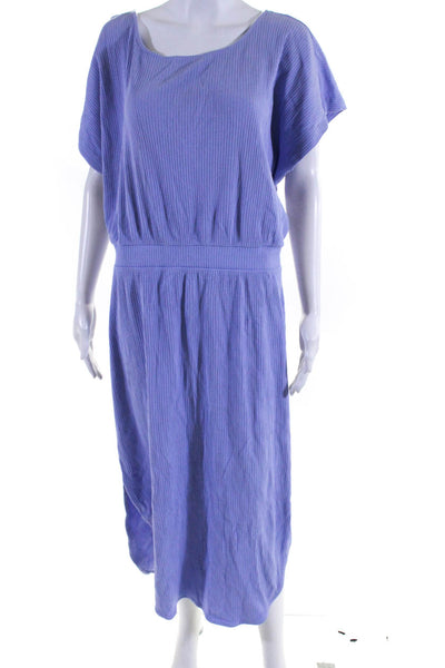 Daily Practice Womens Ribbed Knit Sleeveless A-Line Midi Dress Lavender Size L