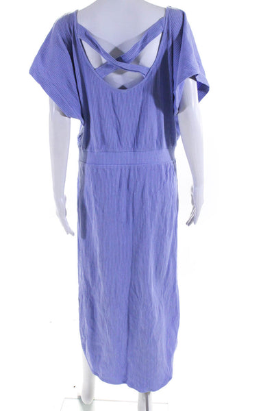Daily Practice Womens Ribbed Knit Sleeveless A-Line Midi Dress Lavender Size L
