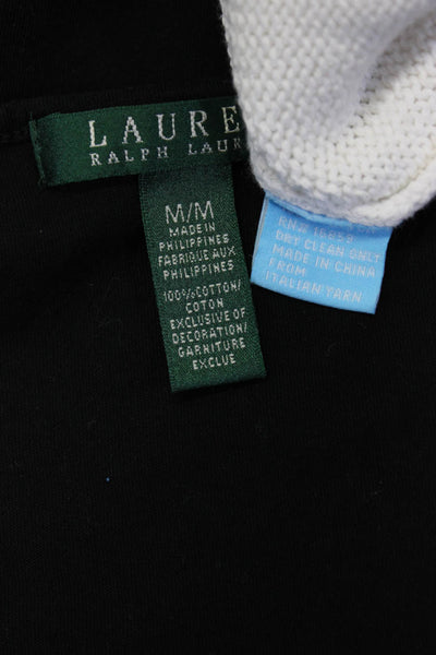 Lauren Ralph Lauren J. Mclaughlin Womens Cotton Textured Tops Black Size M Lot 2