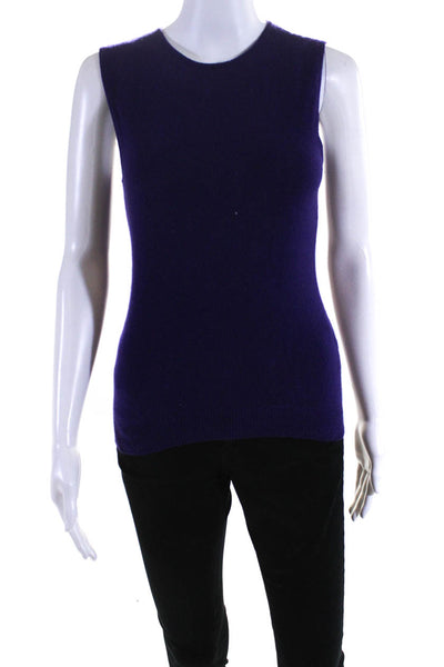 Ralph Lauren Womens Cashmere Round Neck Sleeveless Pullover Top Purple Size M