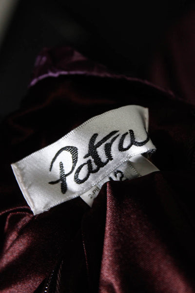 Patra Women Textured Satin Chiffon V Neck A Line Dress Jacket Set Purple Size 12