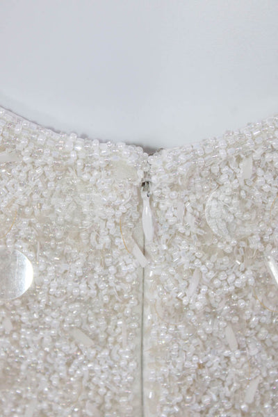 Marchesa Notte Womens Beaded Paillette Chiffon Mini A Line Dress Ivory Size 4
