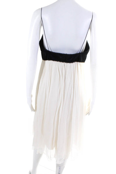 Melinda Eng Womens Color Block Chiffon Empire Waist Dress Ivory Black Size 6