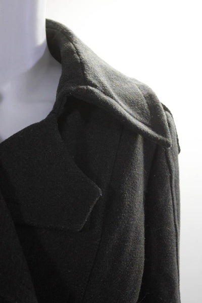 Andrew Marc Womens Notched Collar Double Breasted Coat Dark Gray Size 10