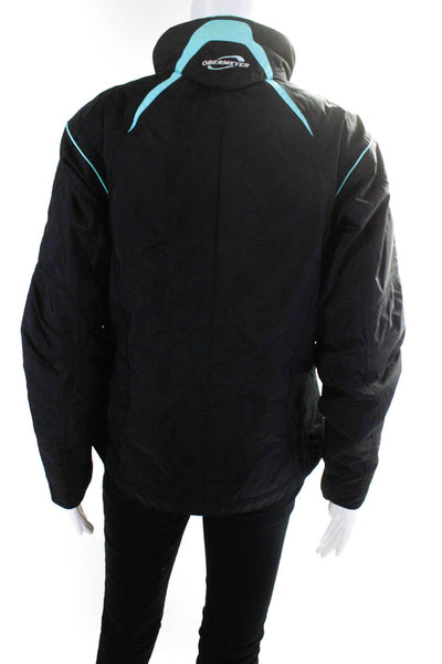 Obermeyer Womens Convertible Hood Full Zip Coat Black Turquoise Size 6