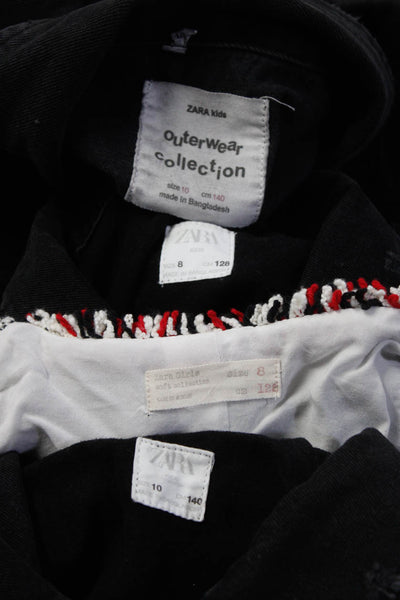 Zara Girls Cotton Distress Striped Textured Button Jackets Black Size 8 10 Lot 4