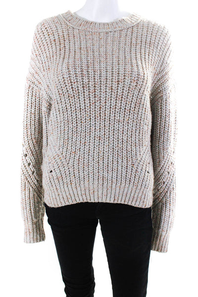 Point Sur Womens Crochet Textured Long Sleeve Mock Neck Sweater Top Gray Size S