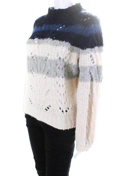 Point Sur Womens Crochet Colorblock Stripe Long Sleeve Sweater Multicolor Size S
