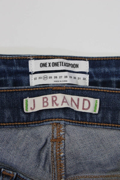 J Brand One X Oneteaspoon Womens Cotton Low-Rise Jeans Blue Size 26 24 Lot 2