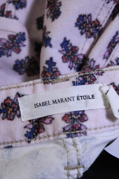 Isabel Marant Etoile Womens Cotton Velvet Floral Print Short Shorts Pink Size 38