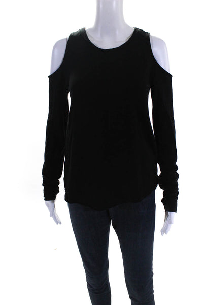 Generation Love Womens Cross Strap Details Long Sleeve Shirt Black Size Small