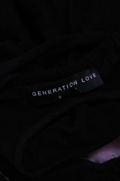 Generation Love Womens Cross Strap Details Long Sleeve Shirt Black Size Small