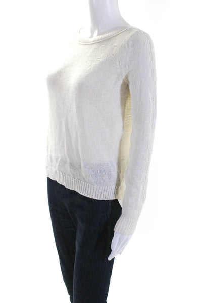 360 Sweater Womens Linen Pullover Long Sleeves Sweater White Size Extra Small
