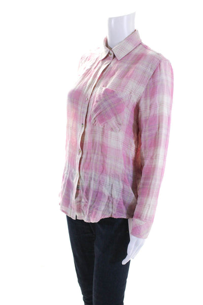 Rails Womens Plaid Button Down Shirt Pink Organic Cotton Size Extra Small