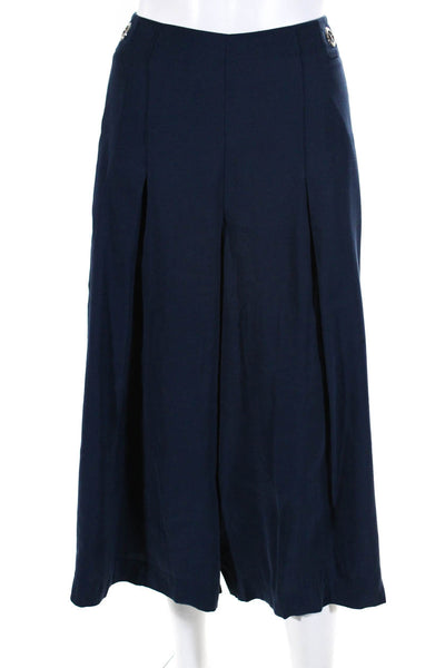 Rachel Rachel Roy Womens Woven High Rise Zip Up Palazzo Pants Navy Blue Size 10