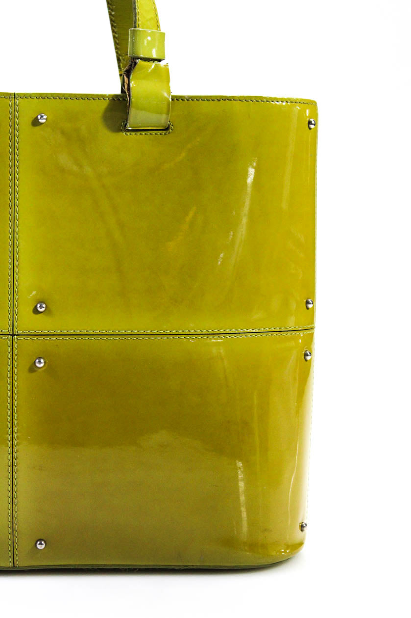 Tods Womens Patent Leather Studded Zip Up Shoulder Bag Purse Chartreus -  Shop Linda's Stuff