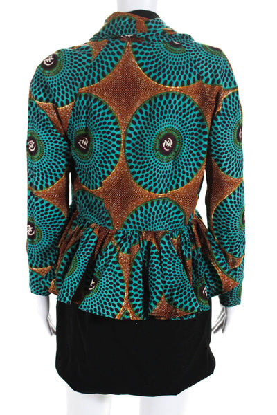 De-Mestiks Zara Womens Geometric Print Peplum Blazer Blue Size S M Lot 2