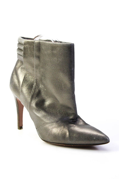 Hoss Intropia Womens Metallic Pointed Toe Pull On Ankle Boots Silver Size 38 7.5