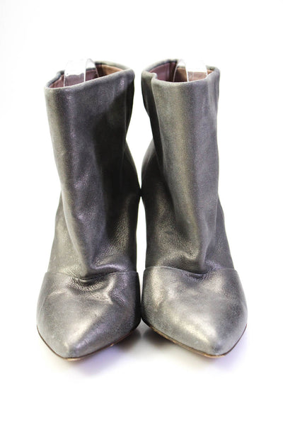 Hoss Intropia Womens Metallic Pointed Toe Pull On Ankle Boots Silver Size 38 7.5