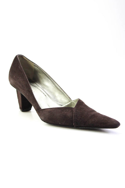 Robert Clergerie Womens Suede Pointed Toe Cone Heel Zouina Pumps Brown Size 7US