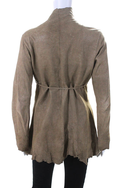 Enochian Women's Suede Open Front Belted Jacket Beige Size 6