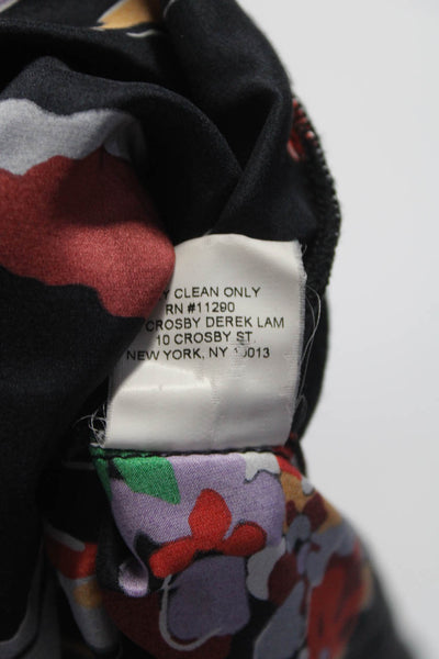 Derek Lam 10 Crosby Women's Sleeveless Floral Crewneck Silk Top Black Size S