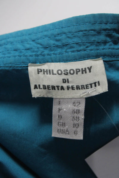 Philosophy di Alberta Ferretti Women's Sleeveless Hook & Eye Blouse Blue Size 6
