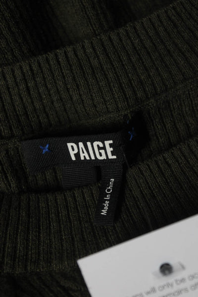 Paige Womens Open Knit Ruffled Sleeveless Crew Neck Sweater Top Green Size XS
